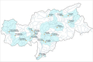 La cartina con le grandi centrali idroelettriche dell'Alto Adige