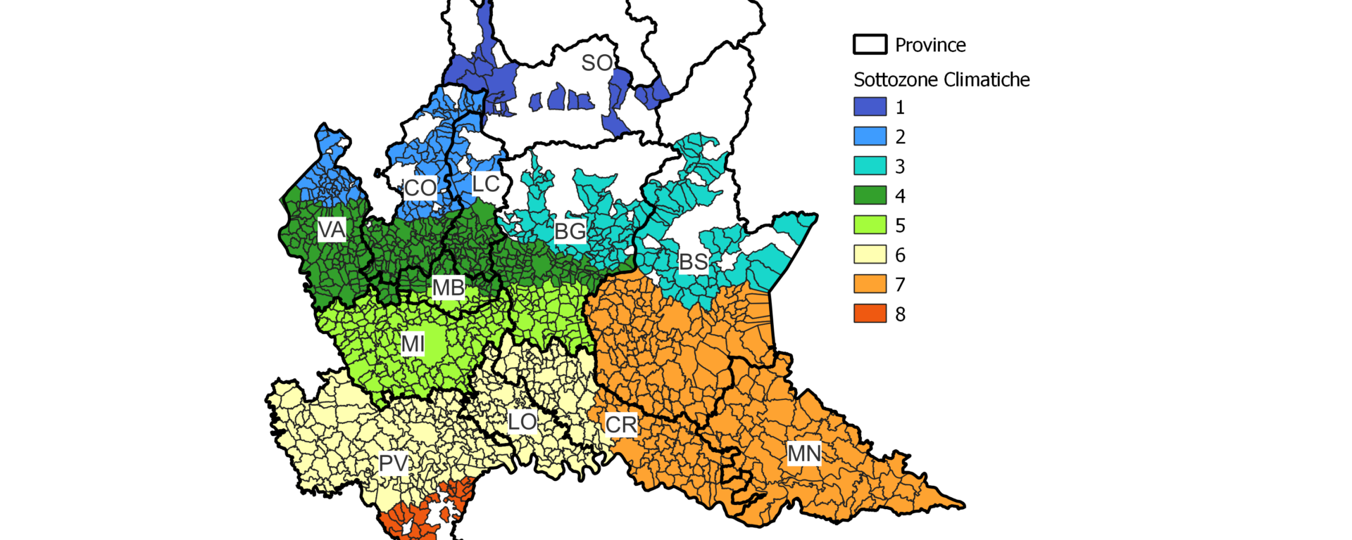 Le sottozone climatiche in Lombardia