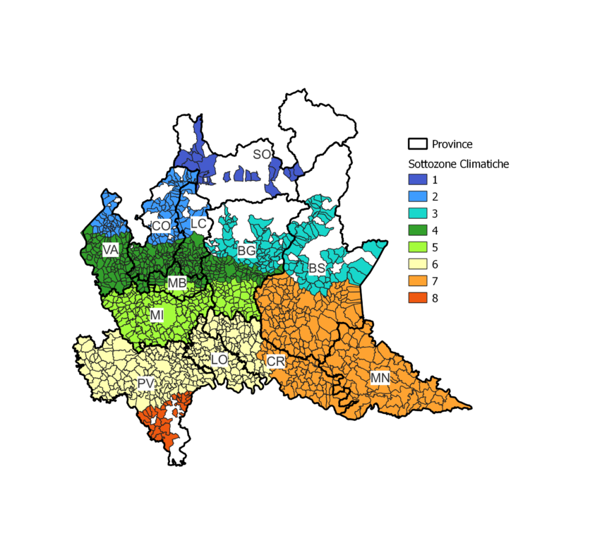 Le sottozone climatiche in Lombardia